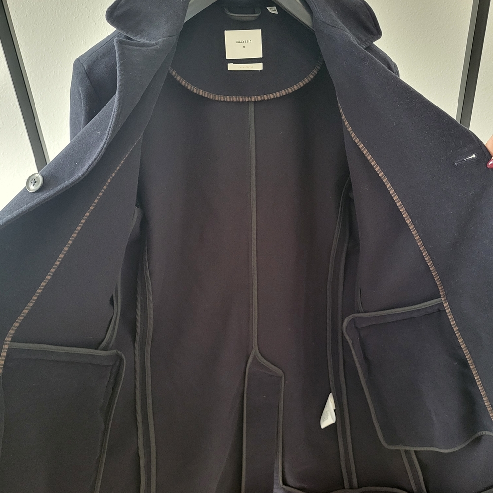 Billy Reid Velvet Men's Navy Night Blue Pea Coat. Perfect For The Holidays - Picture 9 of 10